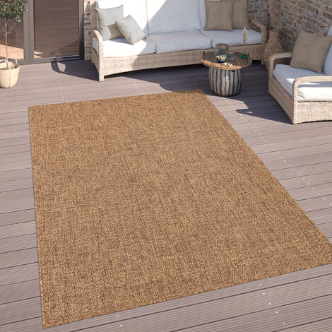 Paco Home Outdoor Teppich Wetterfest Balkon Küche Einfarbiges Design Geometrisch Braun, 120x160 cm
