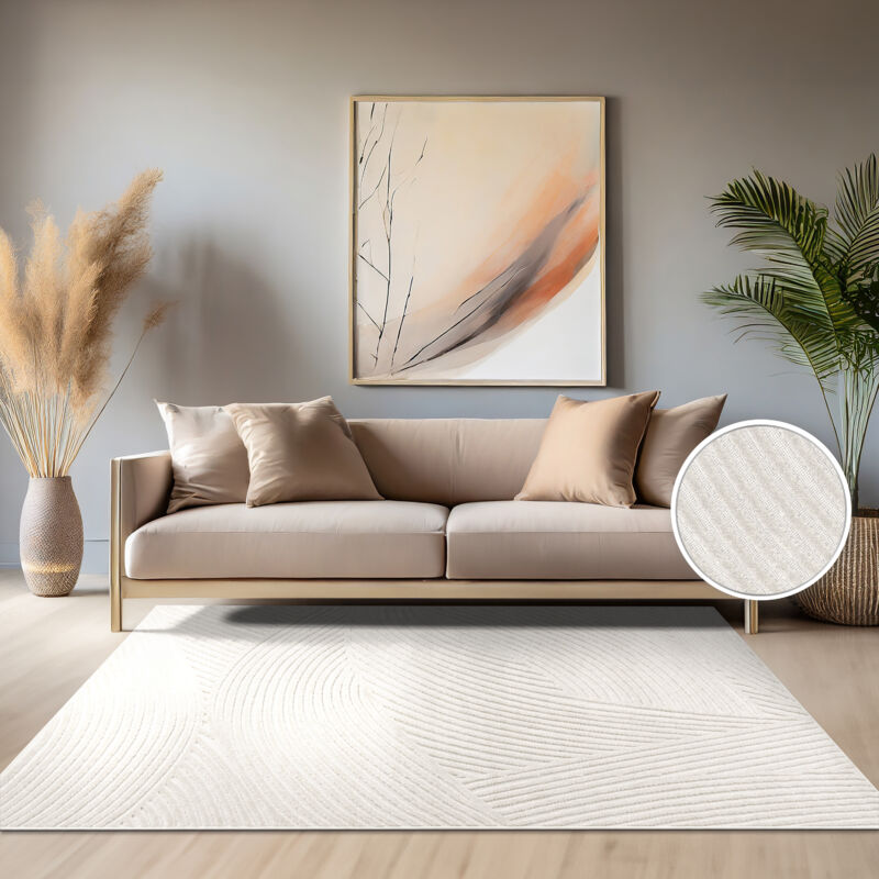 Paco Home Outdoor Teppich Wetterfest Balkon Wohnzimmer Skandinavisches Boho Einfarbig 160 Cm Rund, Creme 5