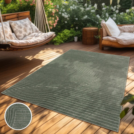 Paco Home Outdoor Teppich Wetterfest Balkon Wohnzimmer Skandinavisches Boho Einfarbig 120x170 cm, Grün