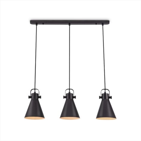 Paco Home Pendellampe Wohnzimmer Esszimmer Hängelampe Esstisch Pendelleuchte Industriell Schwarz 4, Pendelleuchte 3-Flammig