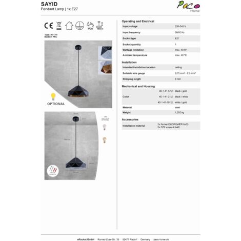 Paco Home Pendelleuchte Hängelampe Esszimmer Esstischlampe Steampunk Lampe Textilkabel E27 Klar - 800 Lumen / 8W, Weiß-Gold