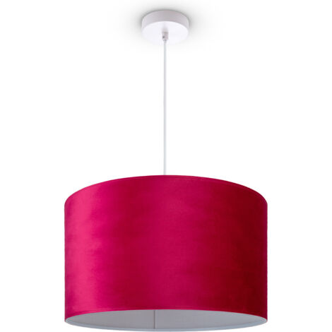 Paco Home Pendelleuchte Stehleuchte Dreibein Wohnzimmer Lampenschirm Velours Unifarben E27 Pendelleuchte - Weiß, Rot Weiß (Ø45.5 cm)