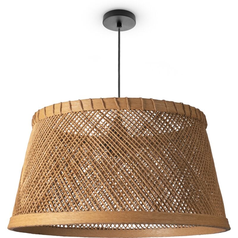 Plafonnier Bambou Suspension Boho Salon Lampe En Osier Suspendue Vintage E27 Beige (Ø42 cm), Lampe à suspension - Type 3 - Paco Home