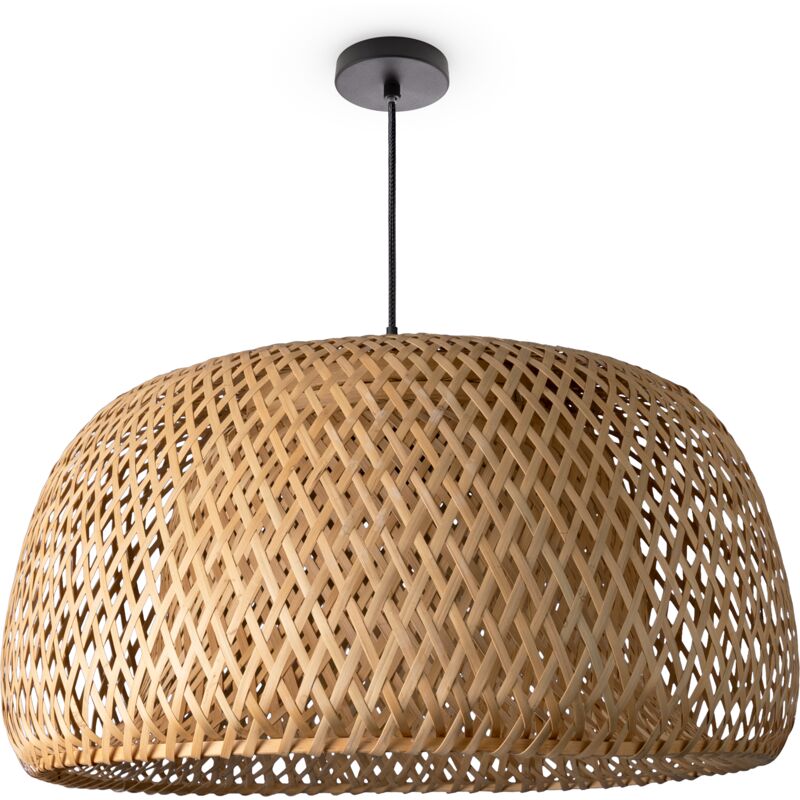 Plafonnier Bambou Suspension Boho Salon Lampe En Osier Suspendue Vintage E27 Beige (Ø45 cm), Lampe à suspension - Type 2 - Paco Home