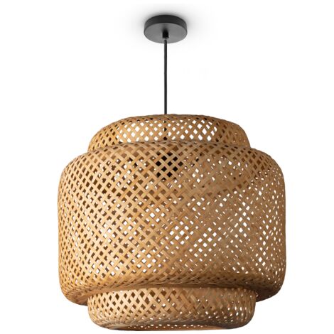 Paco Home Plafonnier Bambou Suspension Boho Salon Lampe En Osier Suspendue Vintage E27