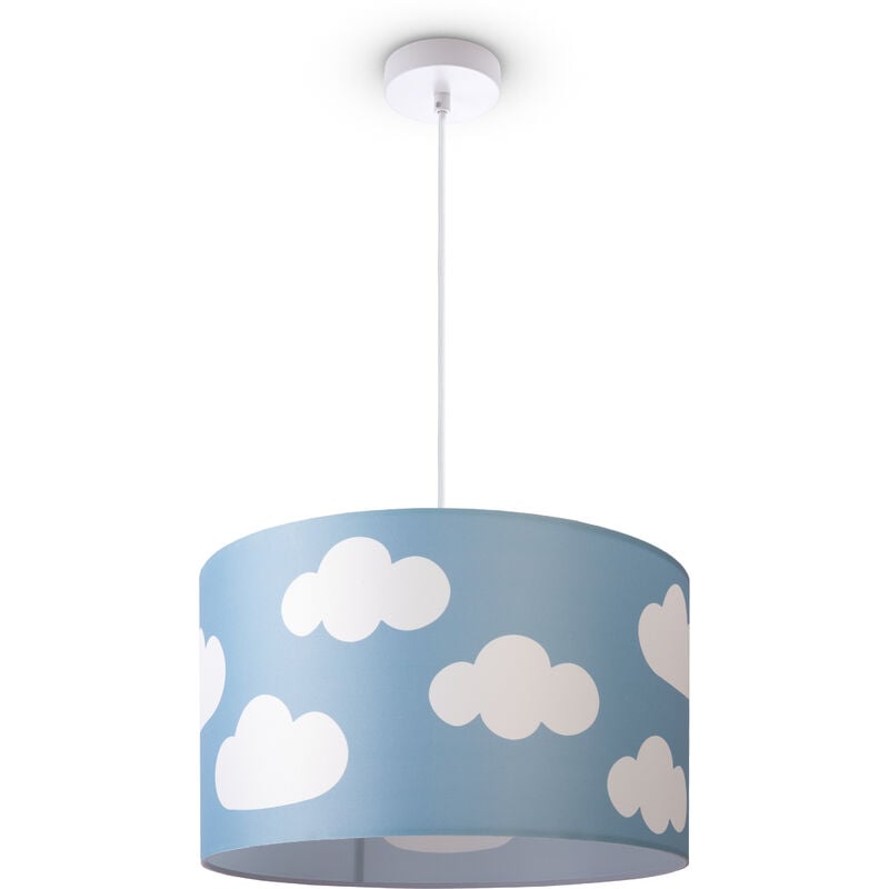Paco Home - Plafonnier Chambre Enfant Suspension Bébé Abat-Jour Tissu Rond Étoiles Lampe à suspension - Blanc, Design 9 (Ø45,5 cm)