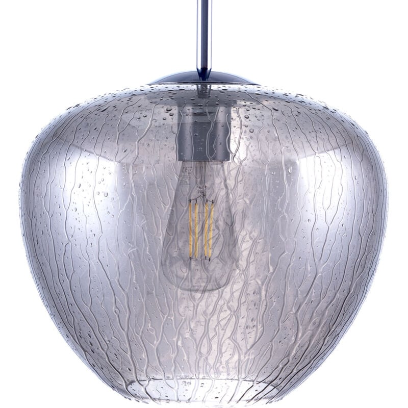 Plafonnier luminaire suspendu salon chambre réglable en hauteur verre E27 Sans ampoules, Chrome Noir - Paco Home