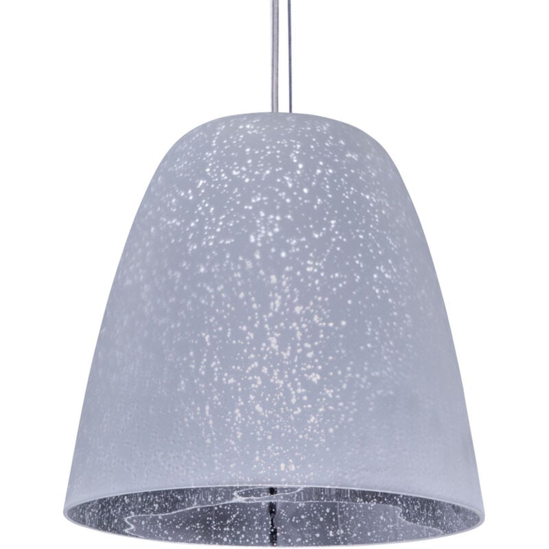 Plafonnier luminaire suspendu verre salon chambre réglable en hauteur E27 Sans ampoules, Chrome Argent - Paco Home