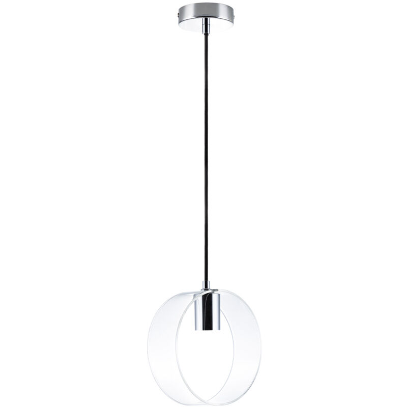 Plafonnier Suspension Lampe Salon Verre Design Rétro E27 Ambre A60 - 300lm / 5W, Le chrome transparent - Paco Home