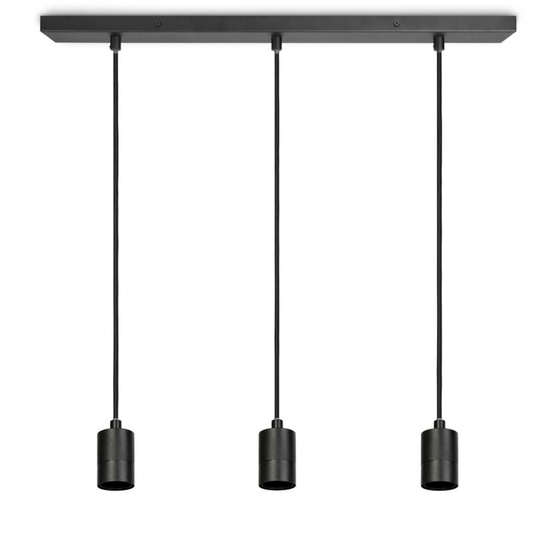 Paco Home Plafonnier Salon Lampe De Salle À Manger Suspension Table À Manger Moderne Noir, Lampe à 3 suspensions, 60cm