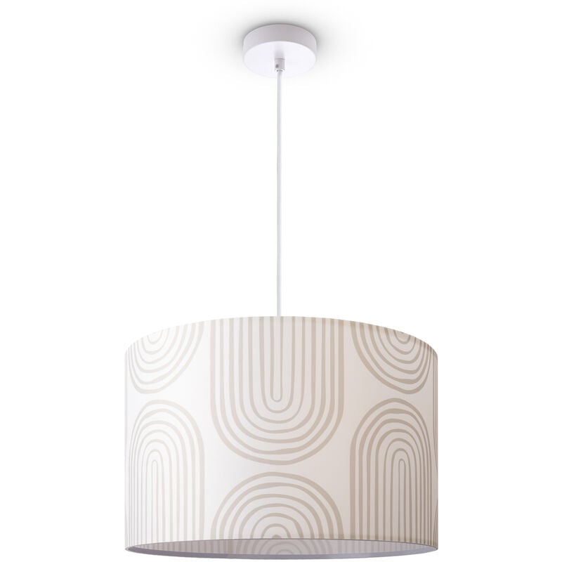 Plafonnier Salon Table à Manger Abat-jour Tissu Moderne Abstrait Lampe à suspension - Blanc, Design 6 (Ø45,5 cm) - Paco Home