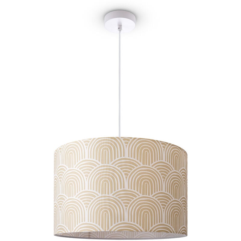 Plafonnier Salon Table à Manger Abat-jour Tissu Moderne Abstrait Lampe à suspension - Blanc, Design 7 (Ø45,5 cm) - Paco Home