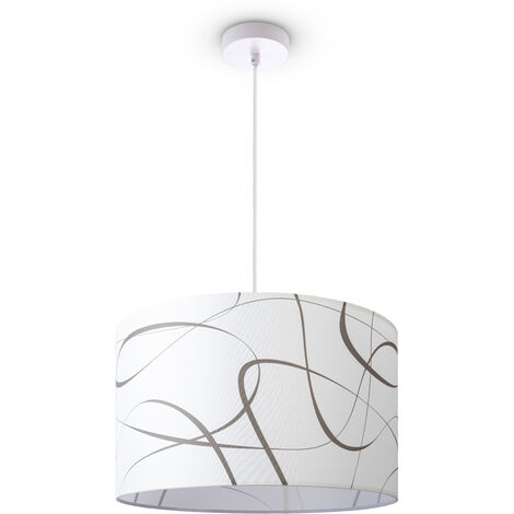 Paco Home Plafonnier Salon Table À Manger Abat-jour Tissu Moderne Abstrait Lampe à suspension - Blanc, Design 3 (Ø45,5 cm)