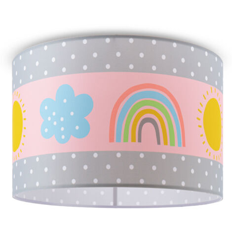 Paco Home Plafonnier Suspension Chambre Enfant Abat-Jour Tissu Rond Coloré Bébé E27