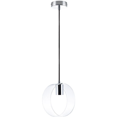 Paco Home Plafonnier Suspension Lampe Salon Verre Design Rétro E27  Sans ampoules,  Le chrome transparent