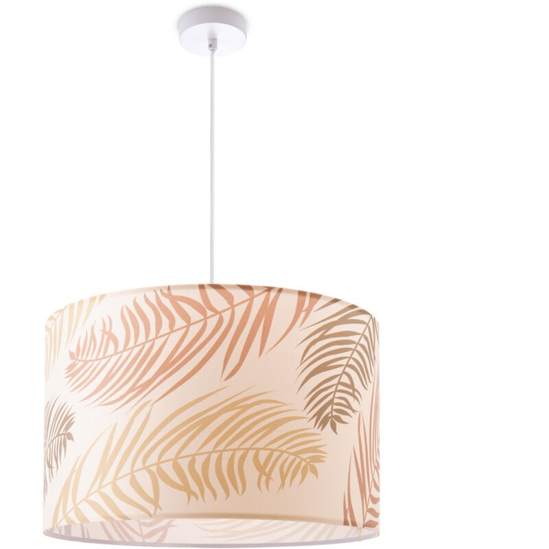 Paco Home - Plafonnier Suspension Salon Chambre à Coucher Palmiers Pastel Moderne E27 Vert (Ø38cm), Lampe à suspension - Blanc