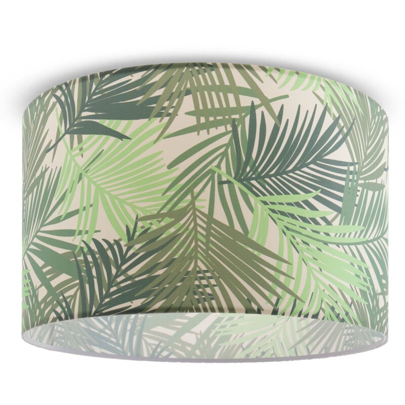 Plafonnier Suspension Salle à Manger Lampe Table à Manger Floral Palmiers E27 Vert (Ø38cm), Plafonnier - Blanc - Paco Home