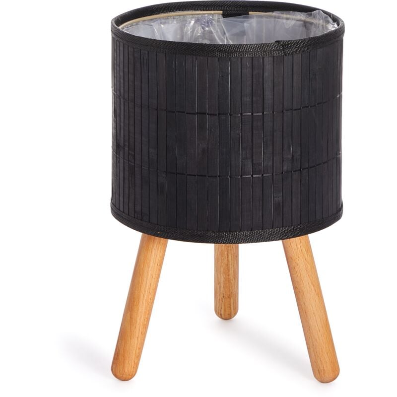 Paco Home - Pot De Fleurs Cache-Pot Grand Bac Intérieur Pot De Plantes Lot Osier Tressé Bois Noir, 2pcs Set / Design 4