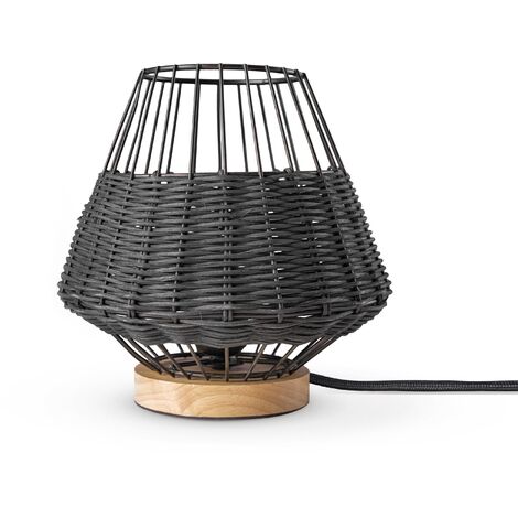 Paco Home Ratán Lámpara Colgante Salón Luminaria Mesa Bohemia Jaula Mesilla Metal Negro (Ø21 cm), Lámpara de mesa - Tipo 6