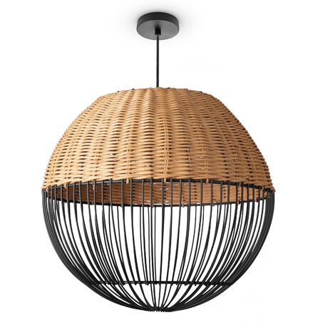 Paco Home Rattan Pendelleuchte Wohnzimmer Tischleuchte Boho Käfig Lampe Nachttisch Metall Natur (Ø30cm), Pendelleuchte - Typ 1