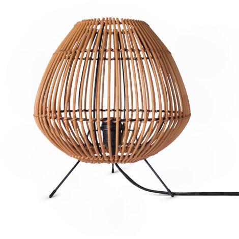Paco Home Rattan Pendelleuchte Wohnzimmer Tischleuchte Boho Käfig Lampe Nachttisch Metall Natur (Ø31 cm), Tischleute - Typ 3