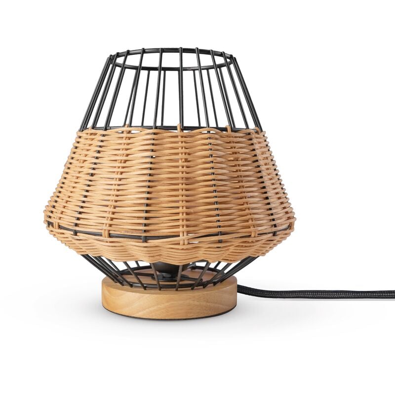 Image of Paco Home - Rattan Sospensione Soggiorno Lampada Da Tavolo Boho Gabbia Comodino Metallo Beige (Ø21 cm), Lampada da tavolo - Tipo 6