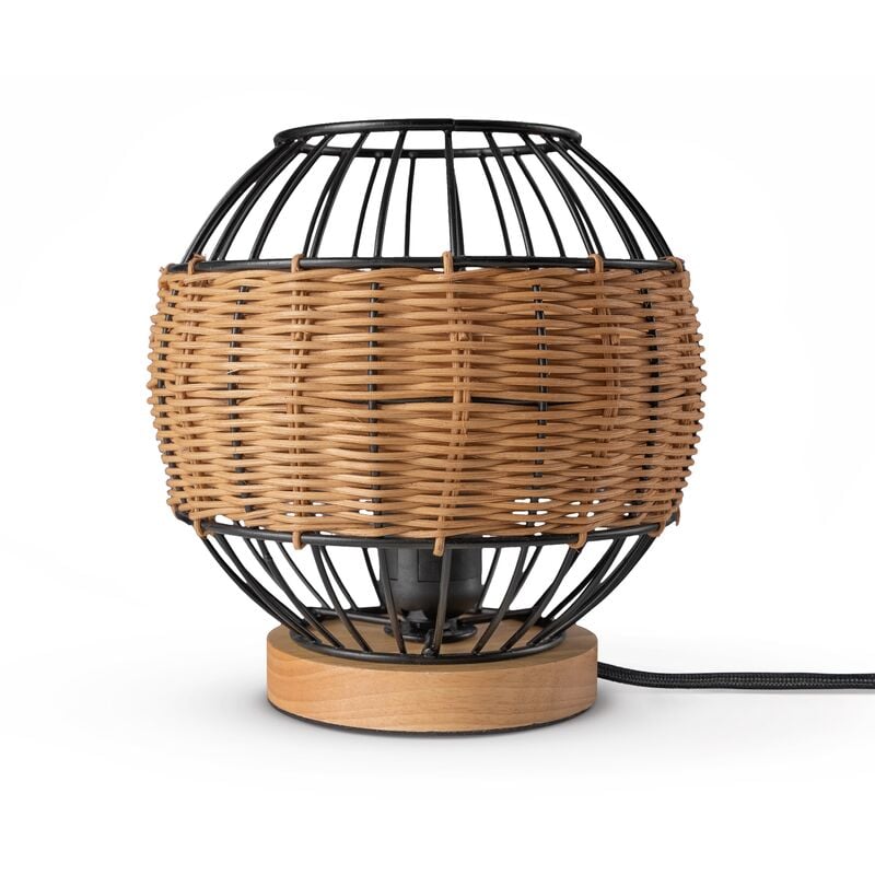 Paco Home - Rotin Suspension Salon Lampe à Poser Boho Lampe En Cage Table De Chevet Métal Beige (Ø20 cm), Lampe de table - Type 5