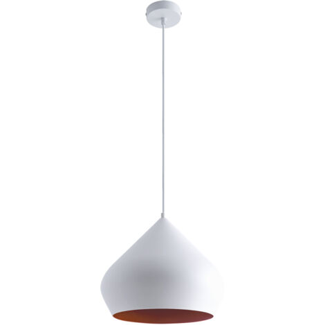 Paco Home Sospensione Lampada Cucina Sospesa Sala Da Pranzo Tavola Industriale Ø38cm  Bianca Rame,  Chiaro G95 800 Lumen / 7W