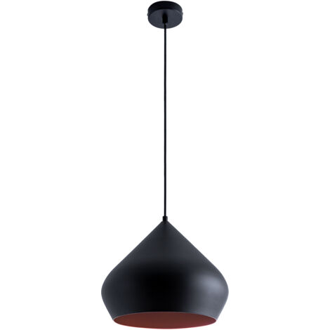 Paco Home Sospensione Lampada Cucina Sospesa Sala Da Pranzo Tavola Industriale Ø38cm  Nero Rame,  Chiaro G95 800 Lumen / 7W