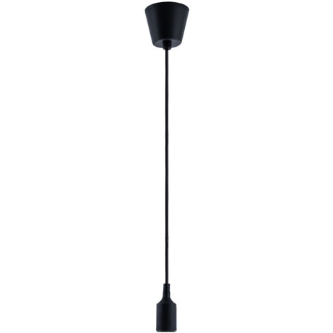 Paco Home Sospensione Nera E27 Lampada Pendente Rivestimento Silicone 1,5m Cavo In Tessuto  Nero,  Ambra G95 300 Lumen / 5W