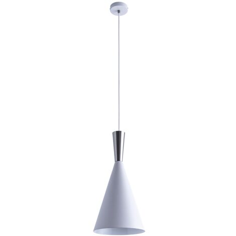 Paco Home Sospensione Plafone Sala Da Pranzo Tavola Cavo Tessuto 1,5m Regolabile Ø18,5cm  Bianco/alluminio spazzolato,  Monoemissione + lampadina ST64 trasp.