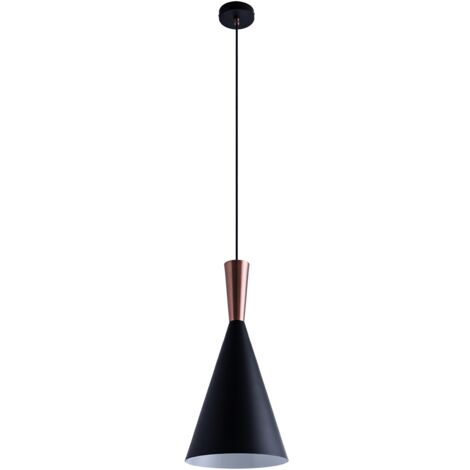 Paco Home Sospensione Plafone Sala Da Pranzo Tavola Cavo Tessuto 1,5m Regolabile Ø18,5cm  Rame nero,  Monoemissione + lampadina ST64 trasp.