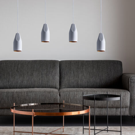 Paco Home Sospensione Plafone Sala Pranzo Lampada Cucina Sospesa Tavola Interno Oro  Bianco-Oro,  Design I + lampadina ST64 trasparente