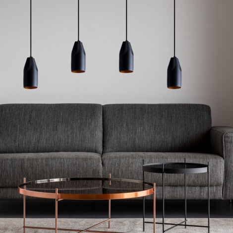 Paco Home Sospensione Plafone Sala Pranzo Lampada Cucina Sospesa Tavola Interno Oro  Nero-Oro,  Design I + lampadina ST64 ambra