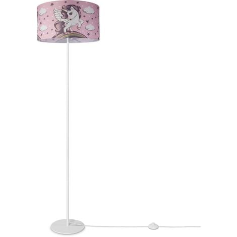 Paco Home Kinderzimmer Design Stehleuchte Kinderlampe Dschungel 2 Stehlampe Stoff MÃ¤dchen LÃ¶we - (Ø38 cm), Einbein Tiere Junge Weiß