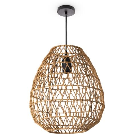 Paco Home Suspension Bambou Salle À Manger Lampe En Osier Suspendue Papier Osier Boho E27