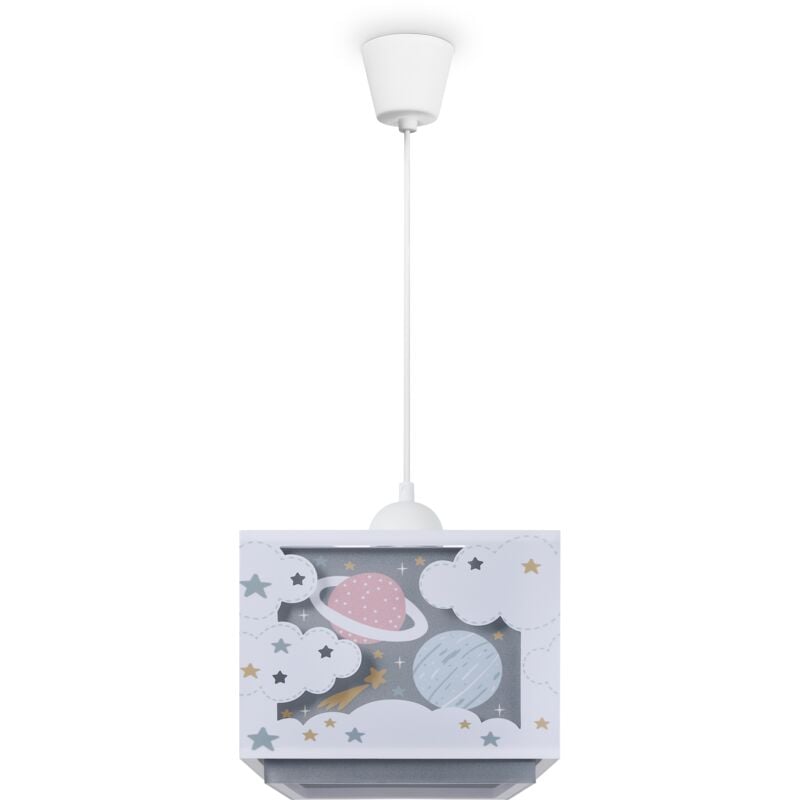 Suspension Enfant Abat-Jour Tissu Arc-En-Ciel Étoile Lion Dinosaure Lune Gris, Lampe à suspension - Type 5 - Paco Home