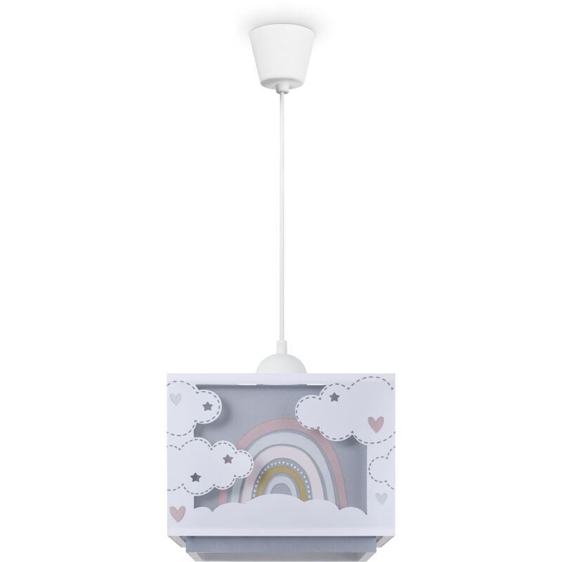 Suspension Enfant Abat-Jour Tissu Arc-En-Ciel Étoile Lion Dinosaure Lune Gris, Lampe à suspension - Type 6 - Paco Home