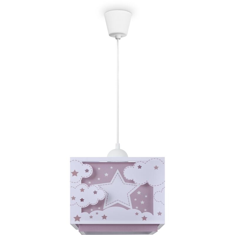 Suspension Enfant Abat-Jour Tissu Arc-En-Ciel Étoile Lion Dinosaure Lune Lampe à suspension - Type 4, Rose - Paco Home