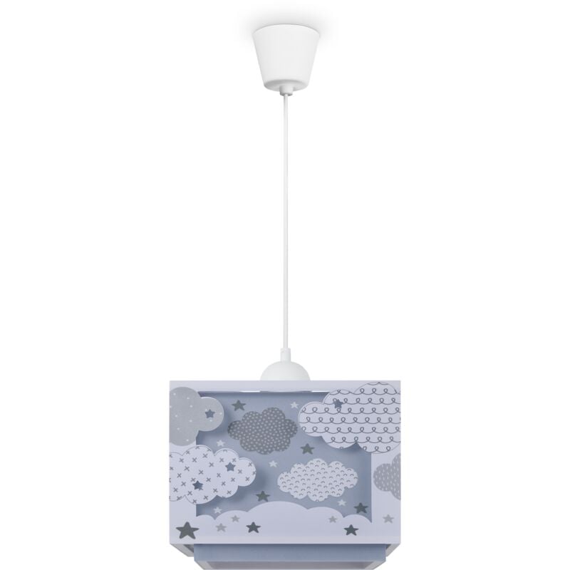 Suspension Enfant Abat-Jour Tissu Arc-En-Ciel Étoile Lion Dinosaure Lune Lampe à suspension - Type 1, Bleu - Paco Home