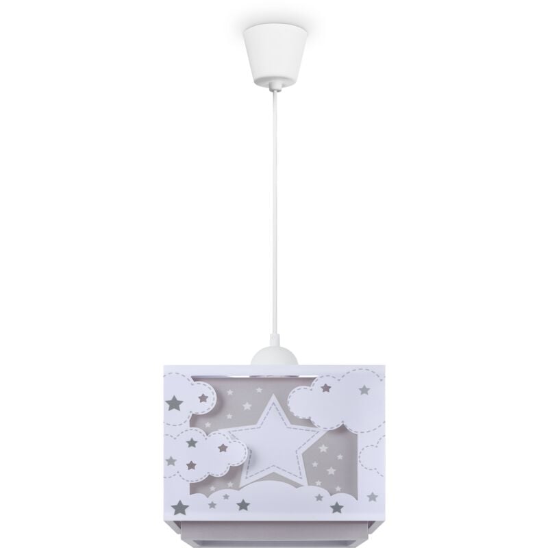 Paco Home - Suspension Enfant Abat-Jour Tissu Arc-En-Ciel Étoile Lion Dinosaure Lune Beige, Lampe à suspension - Type 4