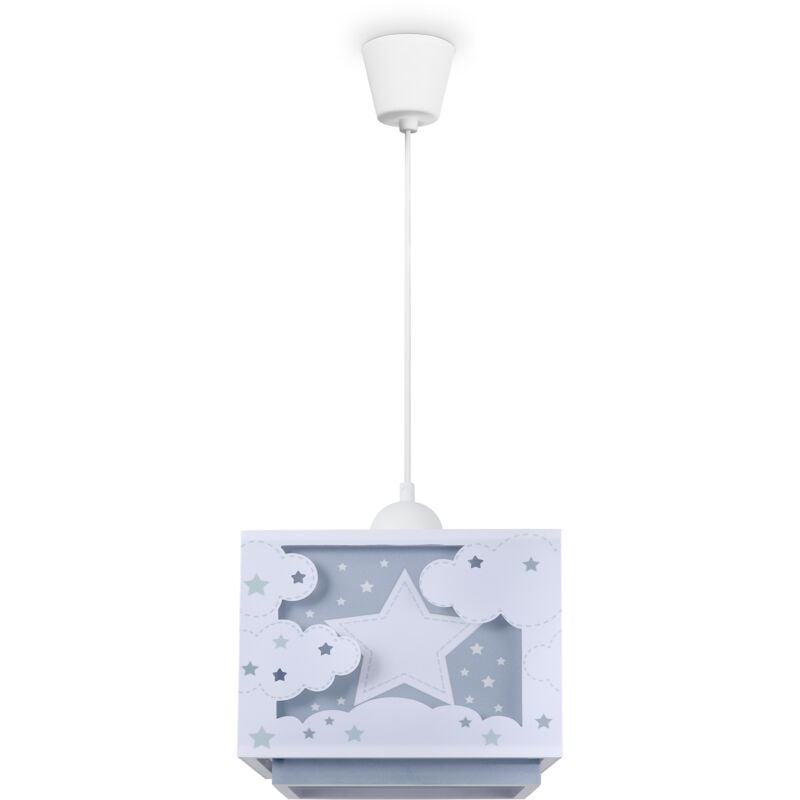 Suspension Enfant Abat-Jour Tissu Arc-En-Ciel Étoile Lion Dinosaure Lune Lampe à suspension - Type 4, Bleu - Paco Home