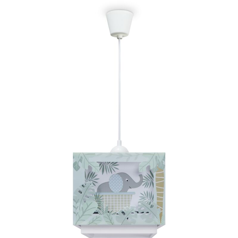 Paco Home - Suspension Enfant Abat-Jour Tissu Arc-En-Ciel Étoile Lion Dinosaure Lune Lampe à suspension - Type 8, Vert