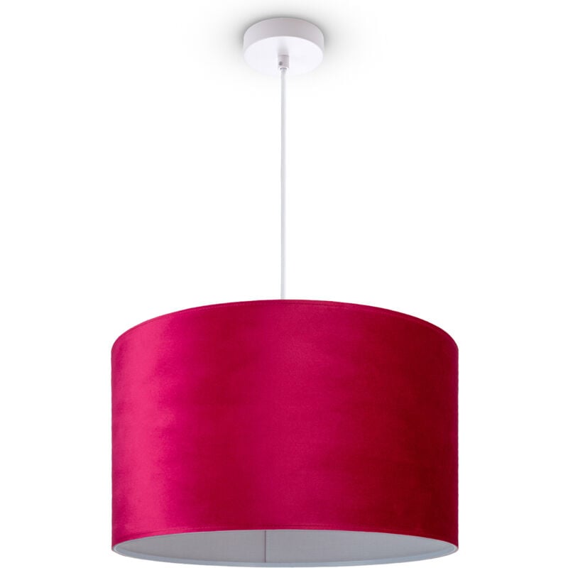 Suspension Lampadaire Trépied Salon Abat-Jour Velours Monochrome E27 Lampe à suspension - Blanc, Rouge Blanc (Ø45.5 cm) - Paco Home
