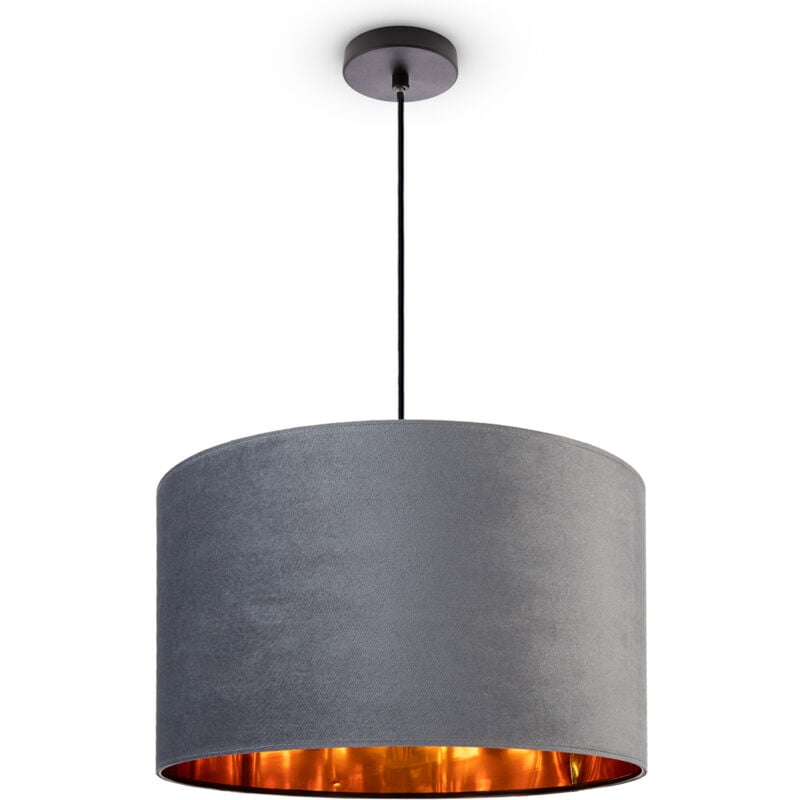 Suspension Lampadaire Trépied Salon Abat-Jour Velours Monochrome E27 Lampe à suspension - Noir, Anthracite Or (Ø45.5 cm) - Paco Home
