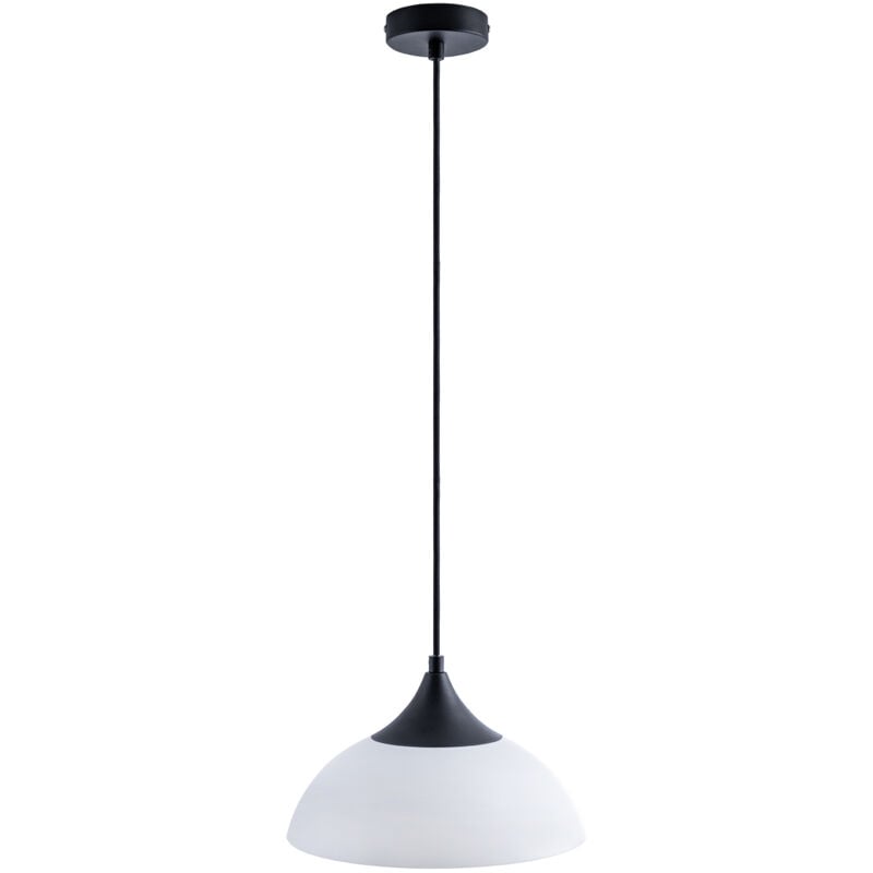 Suspension Lampe Salle à Manger Câble Textile 1,5 m Raccourcissable E27 Sans ampoules, Blanc-Noir - Paco Home