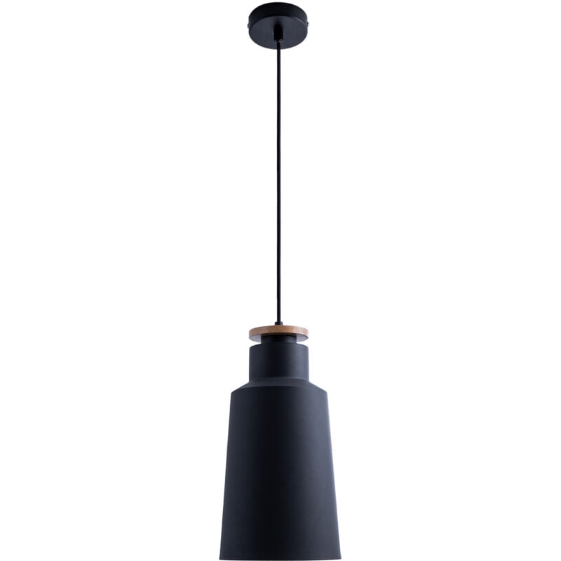 Suspension Lampe Salle à Manger Cuisine Lampe De Table à Manger Scandinave E27 Design i, Bois noir - Paco Home
