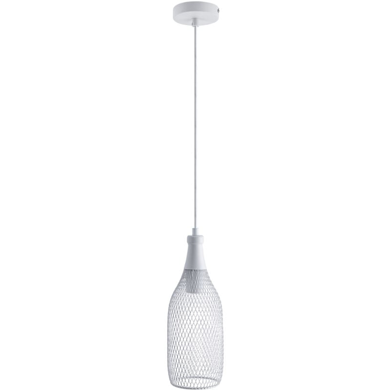 Suspension Lampe Salle à Manger Métal Câble Textile 1,5 m Raccourcissable Ambre - 720lm / 8W, Blanc - Paco Home