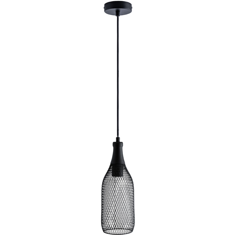 Paco Home - Suspension Lampe Salle à Manger Métal Câble Textile 1,5 m Raccourcissable Sans ampoules, Noir