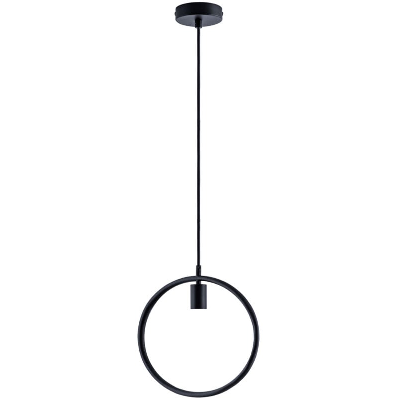 Suspension Lampe Salle à Manger Rond Anneau Câble Textile 1,5m Raccourcissable E27 Noir, Ambre G125 300 Lumen / 5W - Paco Home